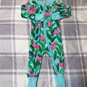 Little Sleepies Flamingo Print One-Piece Pajama - Pink & Teal